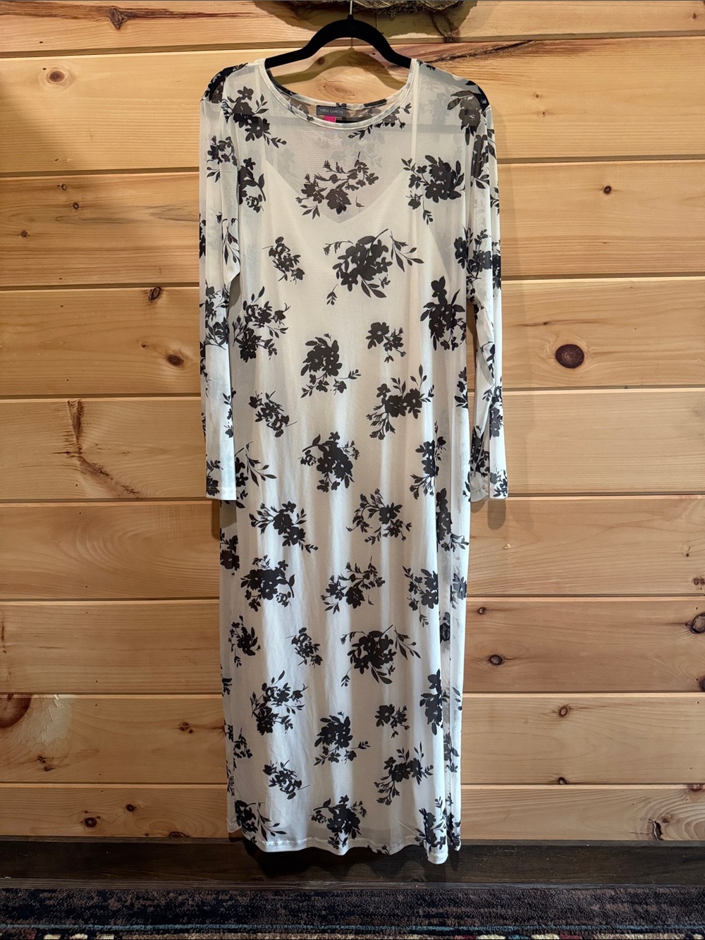 Vince Camuto Cream Maxi Dress with Black Floral Print